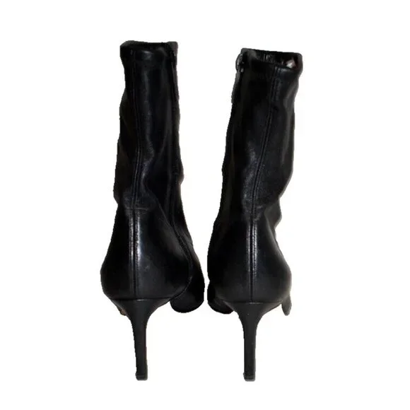 New! Veronica Beard Lexi Stiletto Pointy Toe Sock Bootie 9M Black Leather DD377 - Picture 4 of 7